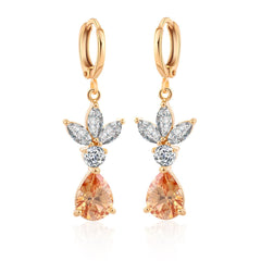 Champagne Crystal & 18K Gold-Plated Flower Teardrop Earrings
