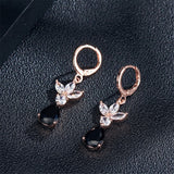 Black Crystal & 18k Rose Gold-Plated Flower Teardrop Earrings