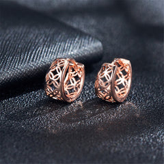 18k Rose Gold-Plated Openwork Huggie Earrings - streetregion