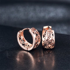 18k Rose Gold-Plated Openwork Huggie Earrings - streetregion