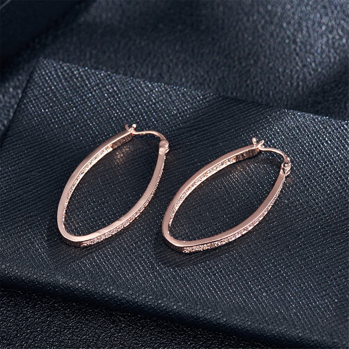 cubic zirconia & 18k Rose Gold-Plated Hoop Earrings - streetregion