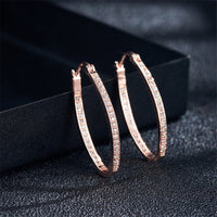 cubic zirconia & 18k Rose Gold-Plated Hoop Earrings - streetregion