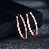 cubic zirconia & 18k Rose Gold-Plated Hoop Earrings - streetregion