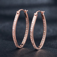 cubic zirconia & 18k Rose Gold-Plated Hoop Earrings - streetregion