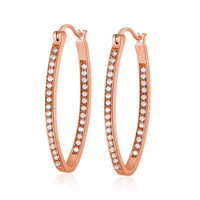 cubic zirconia & 18k Rose Gold-Plated Hoop Earrings - streetregion