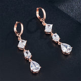 Cubic Zirconia & 18k Rose Gold-Plated Tier Drop Earrings