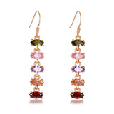 Green Crystal & 18K Rose Gold-Plated Line Drop Earrings