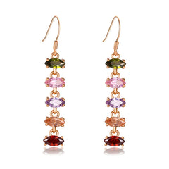 Green Crystal & 18K Rose Gold-Plated Line Drop Earrings