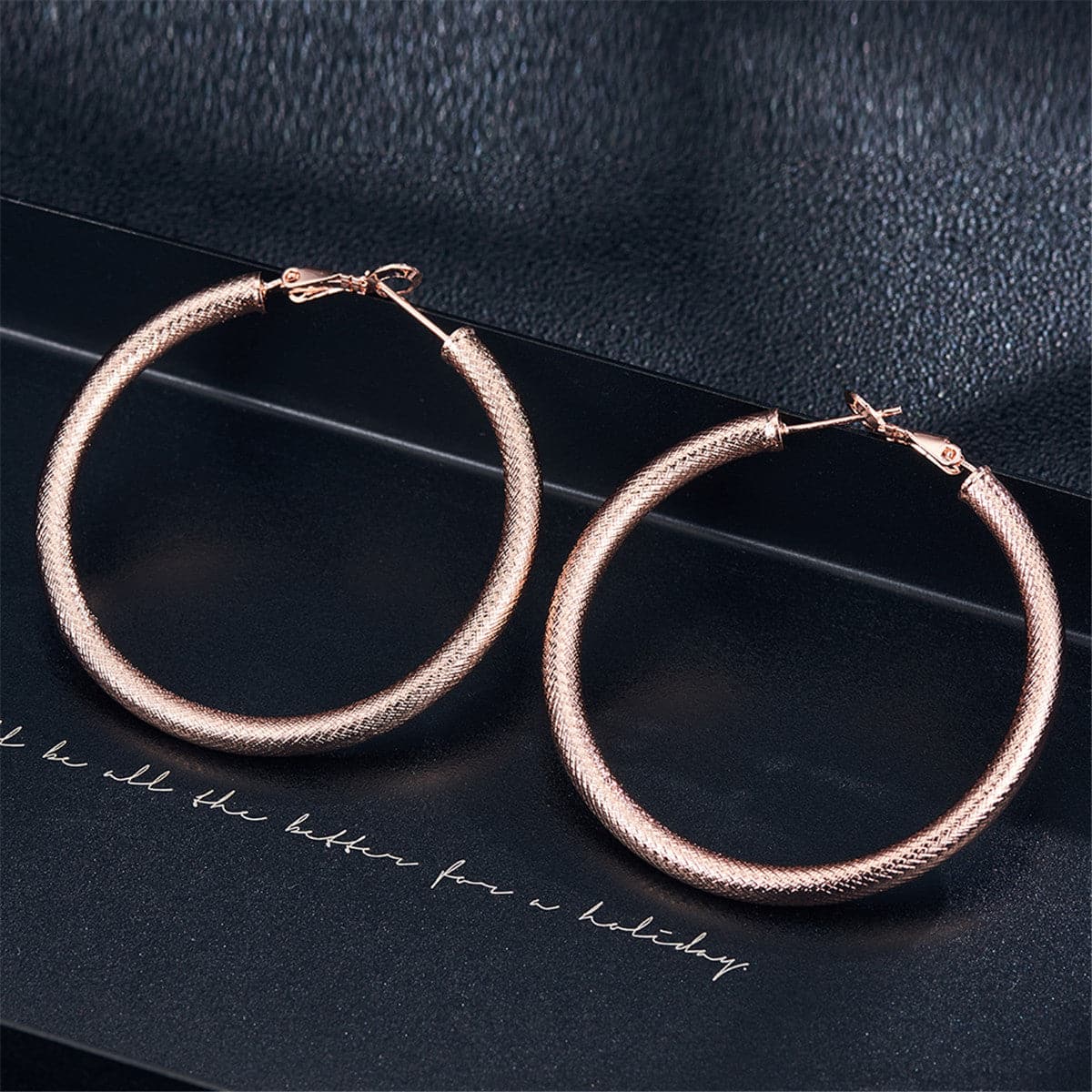 18K Rose Gold-Plated Diamond-Cut Hoop Earrings, elegant gift for her, side view