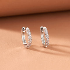 Cubic Zirconia & Silver-Plated Huggie Earring