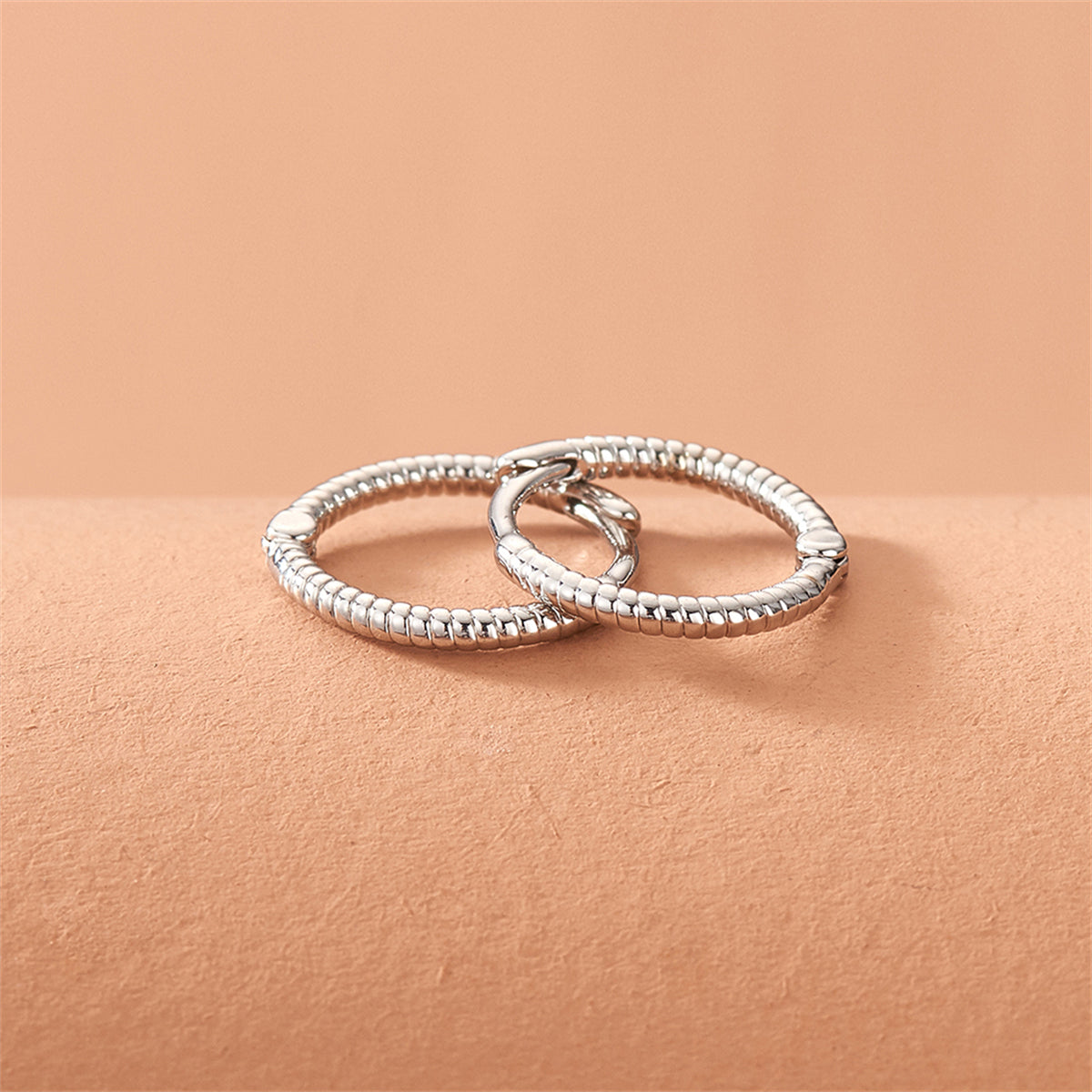 Silver-Plated Twine Huggie Earrings