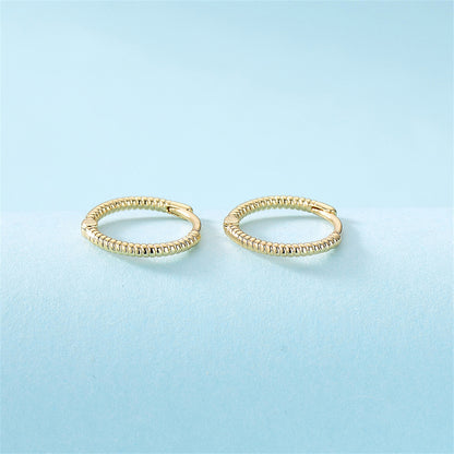 18K Gold-Plated Twine Huggie Earrings, gold huggie earrings, vintage-inspired design, side view