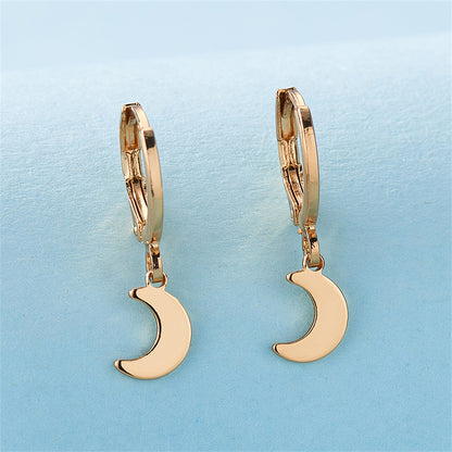 18K Gold-Plated Moon Huggie Earrings, gold huggie earrings, botanical inspired, detail close-up