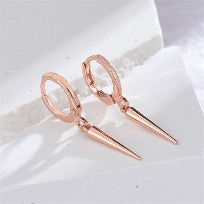 18K Rose Gold-Plated Awl Huggie Earrings, rose gold huggie earrings, botanical inspired, side view