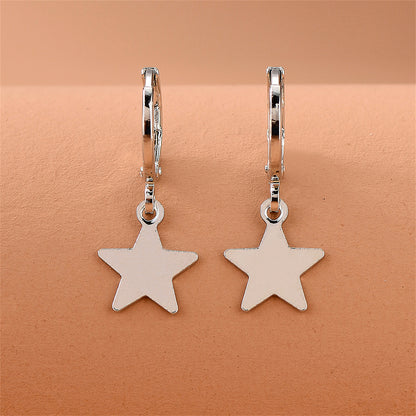 Silver-Plated Star Huggie Earrings, silver huggie earrings, elegant gift for her, lifestyle look