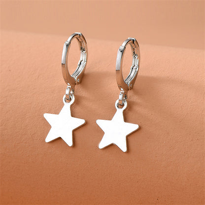 Silver-Plated Star Huggie Earrings, silver huggie earrings, elegant gift for her, side view