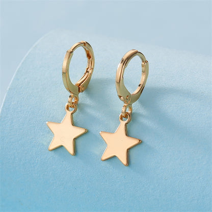 18K Gold-Plated Star Huggie Earrings, gold huggie earrings, botanical inspired, side view