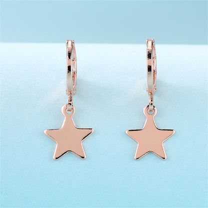 18K Rose Gold-Plated Star Huggie Earrings, rose gold huggie earrings, vintage-inspired design, side view