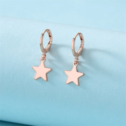 18K Rose Gold-Plated Star Huggie Earrings, rose gold huggie earrings, vintage-inspired design, lifestyle look