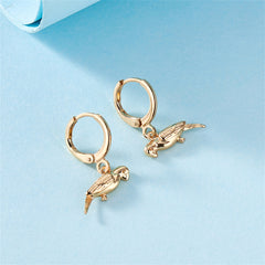 Beautifully crafted 18K gold-plated parrot huggie earrings, a chic accessory for any fashion-forward individual.