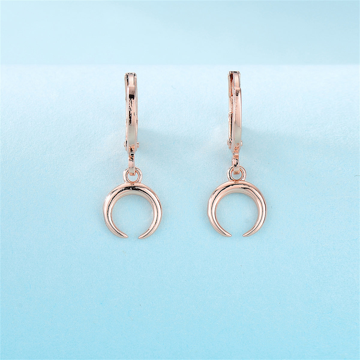 18K Rose Gold-Plated Moon Huggie Drop Earrings
