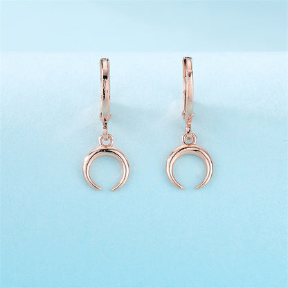 18K Rose Gold-Plated Moon Huggie Drop Earrings