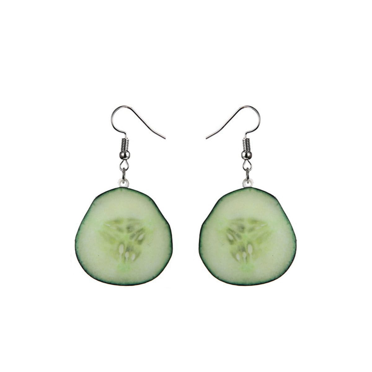 Green Acrylic & Silver-Plated Cucumber Drop Earrings