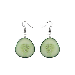 Green Acrylic & Silver-Plated Cucumber Drop Earrings