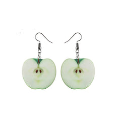 Green Acrylic & Silver-Plated Apple Drop Earrings
