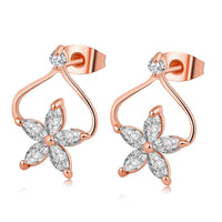 White Pear Crystal & 18k Rose Gold-Plated Clover Stud Earrings