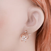 White Pear Crystal & 18k Rose Gold-Plated Clover Stud Earrings