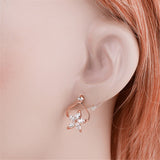 White Pear Crystal & 18k Rose Gold-Plated Clover Stud Earrings