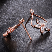 White Pear Crystal & 18k Rose Gold-Plated Clover Stud Earrings