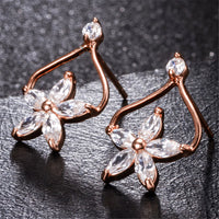 White Pear Crystal & 18k Rose Gold-Plated Clover Stud Earrings