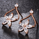 White Pear Crystal & 18k Rose Gold-Plated Clover Stud Earrings