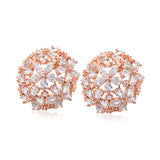 18k Rose Gold-Plated & Cubic Zirconia Hollow Clover Group Stud Earrings