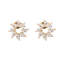 Crystal & 18k Gold-Plated Marquise-Cut Wreath Stud Earrings