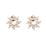 Crystal & 18k Gold-Plated Marquise-Cut Wreath Stud Earrings