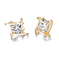 Crystal & 18k Gold-Plated Caged Stud Earrings - streetregion