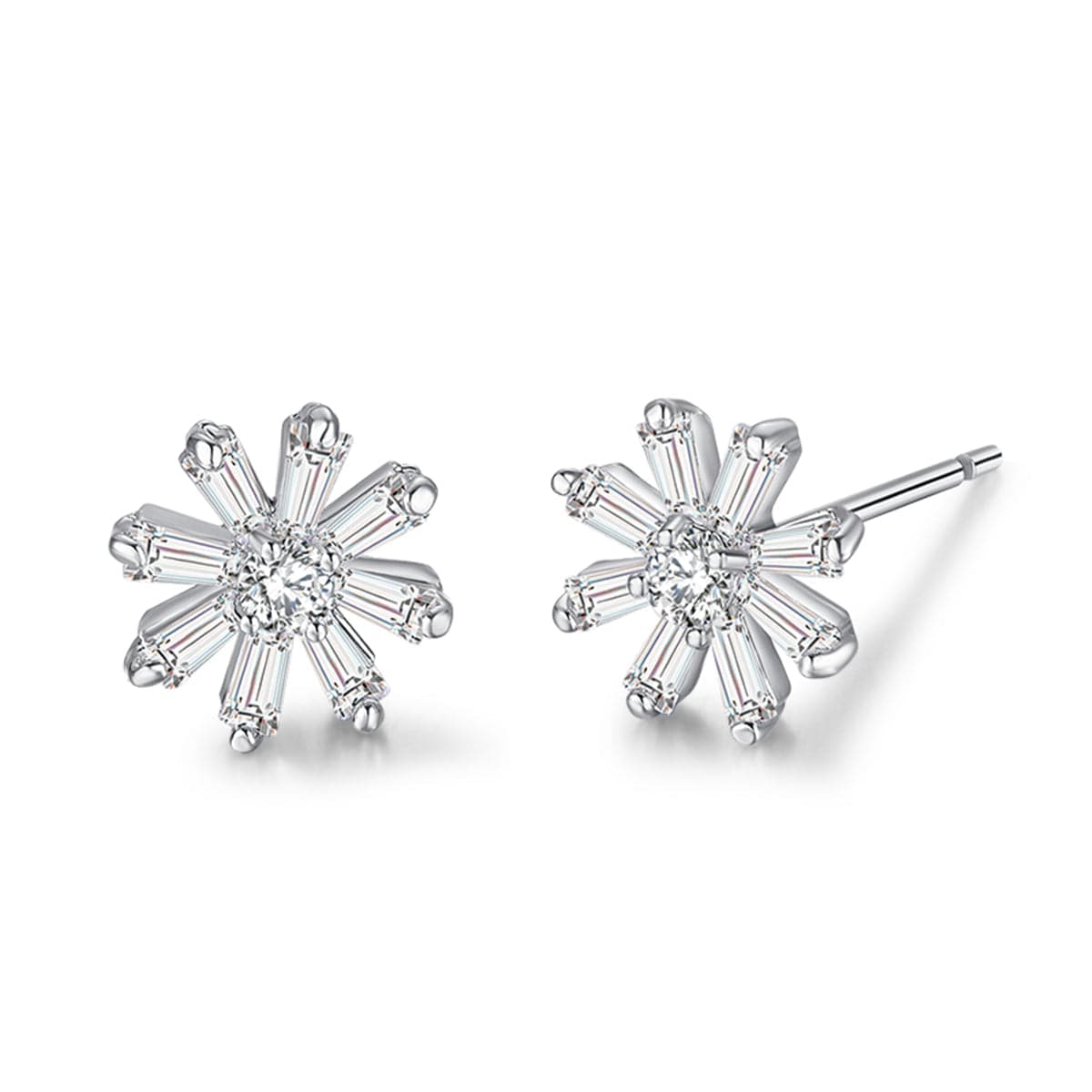 Crystal & Sterling Silver Snowflake Stud Earrings - streetregion