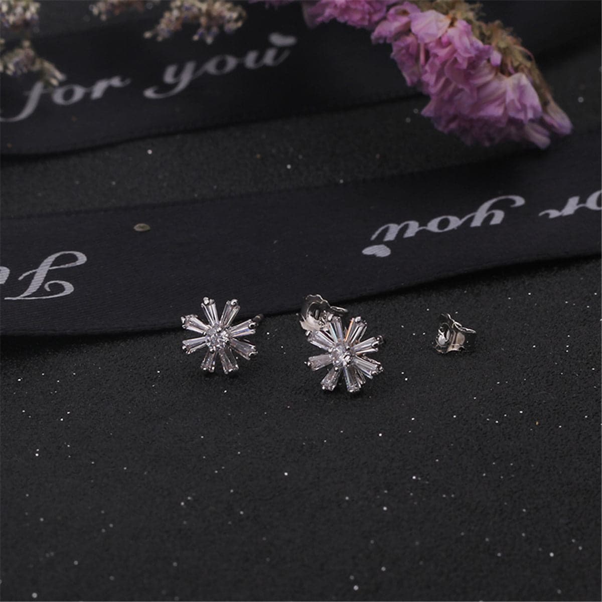 Crystal & Sterling Silver Snowflake Stud Earrings - streetregion
