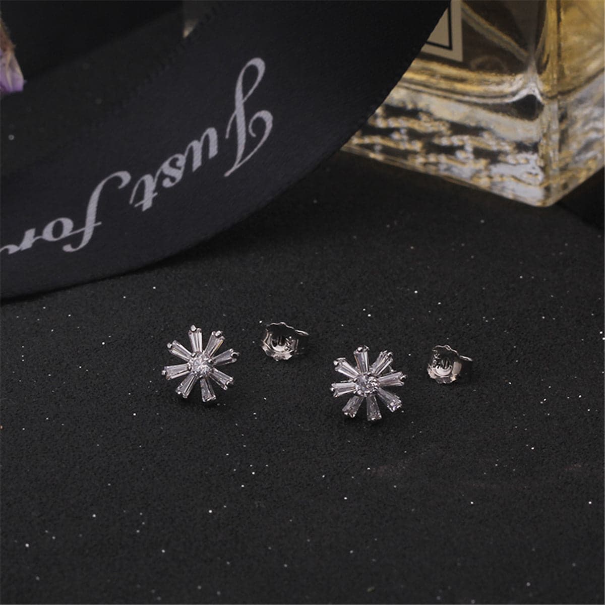Crystal & Sterling Silver Snowflake Stud Earrings - streetregion