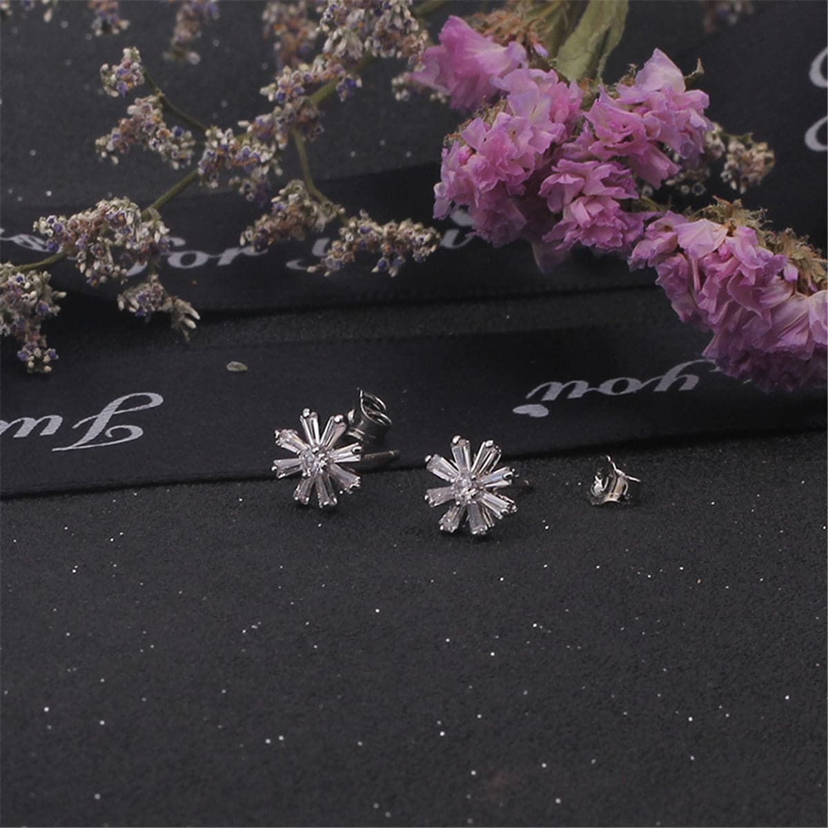 Crystal & Sterling Silver Snowflake Stud Earrings - streetregion