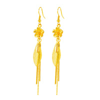 Goldtone Flower Tassel Drop Earrings