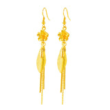 Goldtone Flower Tassel Drop Earrings