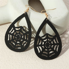 Black Polystyrene & 18K Gold-Plated Spiderweb Drop Earrings