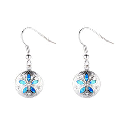 Blue Opal & cubic zirconia Round Floral Drop Earrings - streetregion