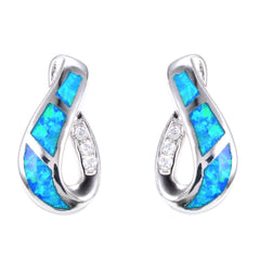Blue Opal & cubic zirconia Twisting Stud Earrings - streetregion