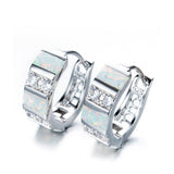 Lab-Created Opal & Cubic Zirconia Huggie Earrings
