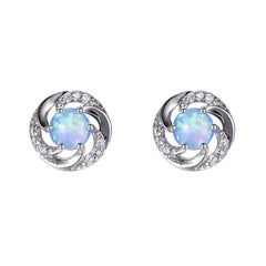 Blue Opal & cubic zirconia Vortex Stud Earrings - streetregion